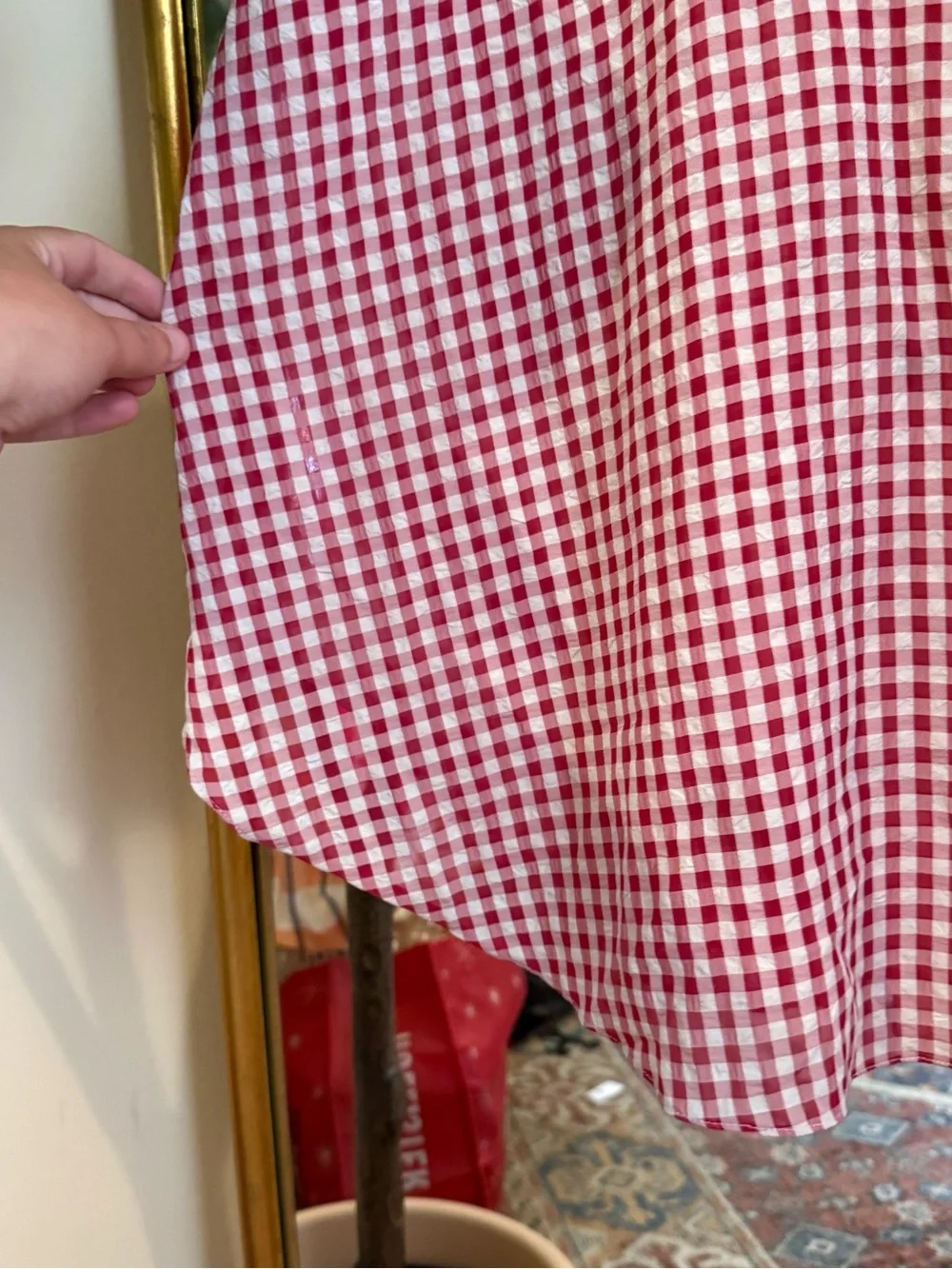 Vintage magenta & white gingham nightgown